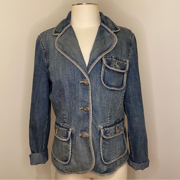 Jackets & Blazers - Y2K Vintage Button Down Denim Jacket With 3 Pockets Size L